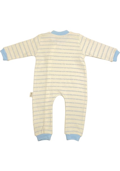 Unisex Bebek Penye Tulum Çizgili Happy Ayı
