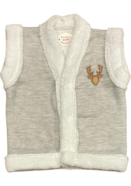 Pamuk Wellsoft Içi Peluşlu Bebek Yelek Geyik Nakış