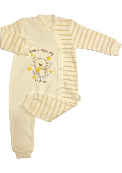 Unisex Bebek Penye Tulum Çizgili Happy Ayı fiyatları