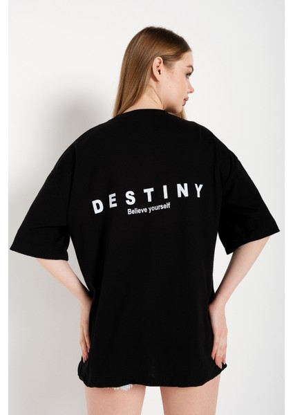 Kadın Oversize Tshirt Destiny Tasarım Baskılı Tişört