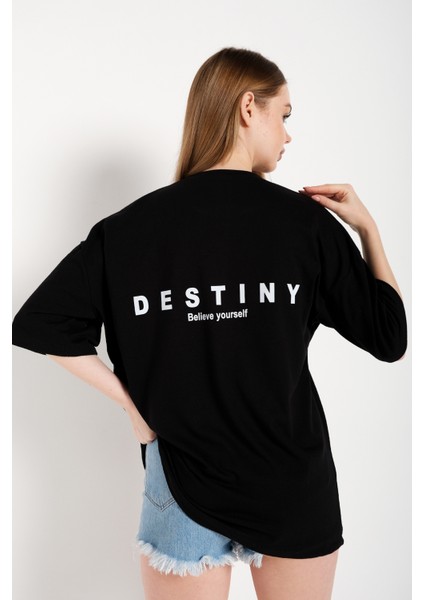 Kadın Oversize Tshirt Destiny Tasarım Baskılı Tişört