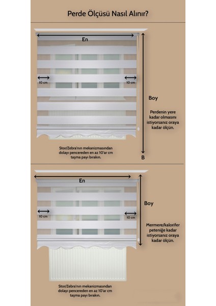 Bizden Perde Brillant Çiftli Sistem Kırık Beyaz Damask Desenli Tül + Stor Güneşlik Perdeler