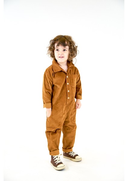 Camel Kadife Yakalı ve 3 Cepli Tulum