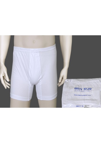 Beyaz Erkek Paçalı Boxer Ekonomik Paket 6'lı