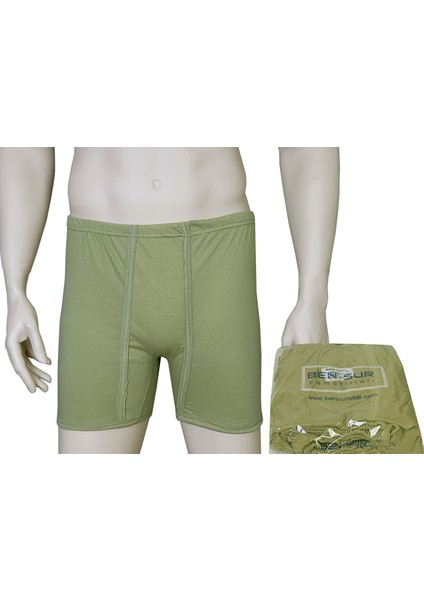 Haki Erkek Paçalı Boxer Ekonomik Asker Paket 6'lı