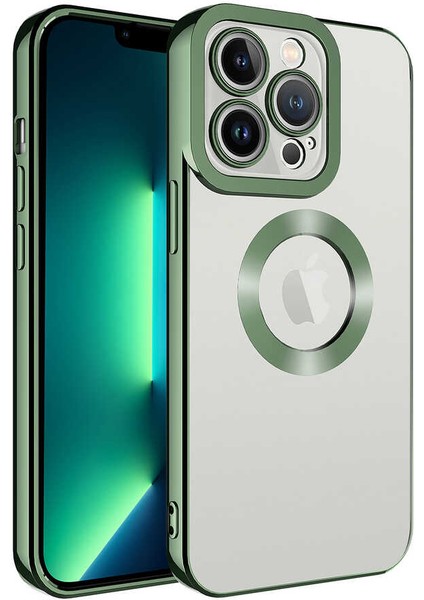 Apple iPhone 11 Pro Max Kılıf Kamera Lens Korumalı Şeffaf Renkli Logo Gösteren Parlak Omega Kapak Yeşil