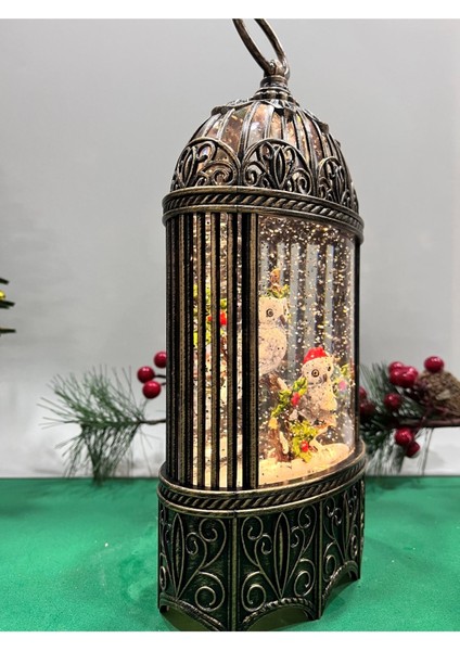 Musicbox Kingdom- 62011 Sevimli Baykuşlar 8 Melodili Işıklı Müzikli Lantern Kar Küresi