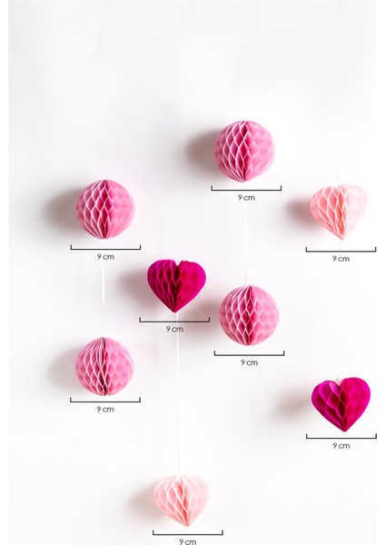 Pembe Ponpon Kalp 4'lü Petek Süs fiyatları