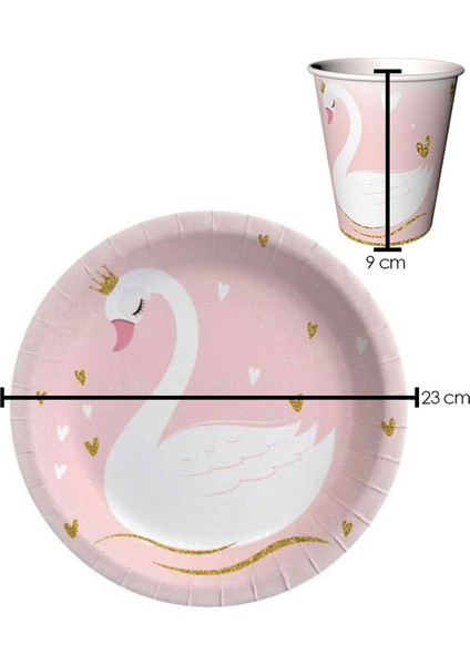 Pudra Kuğu 8'li Karton Bardak Tabak Set fiyatları