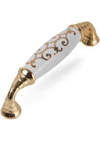 Tomurcuk Porselen Mobilya Kulp 96 mm Altın Yaldız Desen Altın