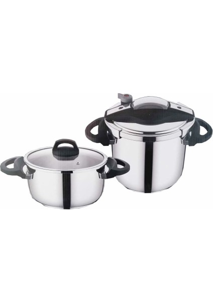 Twist Cook 4+7 Litre Düdüklü Tencere Seti Siyah Gri TWC-1001