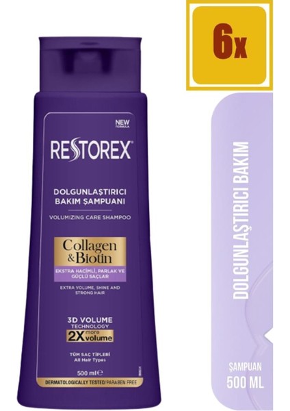 Collagen&biotin Dolgunlaştırıcı Şampuan 500 ml 6 Adet
