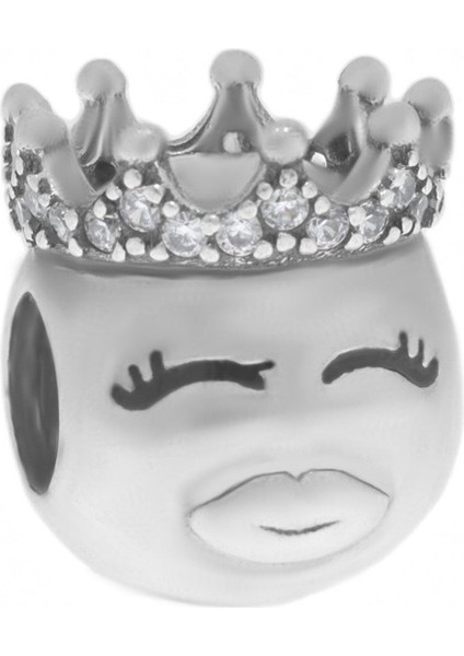 Kadın Prenses Temalı Taş Detaylı Gümüş Charm