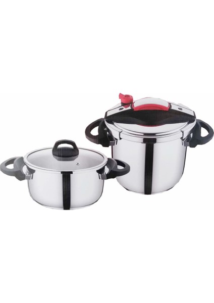 Twist Cook 4+7 Litre Düdüklü Tencere Seti Siyah Kırmızı TWC-1002