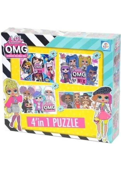 Laço Kids Puzzle Lol Omg Kızları 4 In 1 Çocuklar Için Yapboz