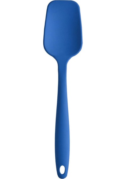 Büyük Boy Yanmaz Yapışmaz Silikon Spatula ve Kaşık Seti 3 Model - Spatula Kaşık Mavi 3'lü Set Silikon Set Mavi 3 Çeşit