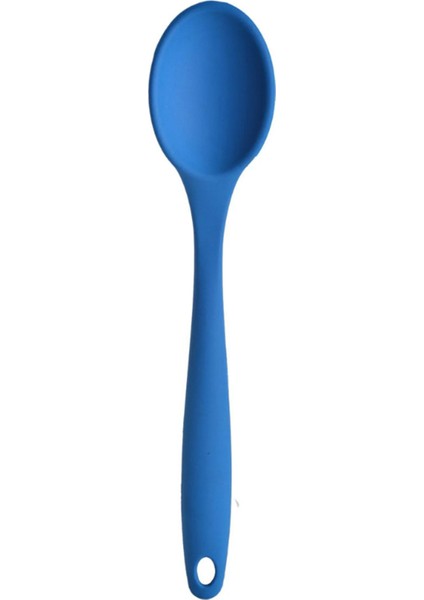 Büyük Boy Yanmaz Yapışmaz Silikon Spatula ve Kaşık Seti 3 Model - Spatula Kaşık Mavi 3'lü Set Silikon Set Mavi 3 Çeşit