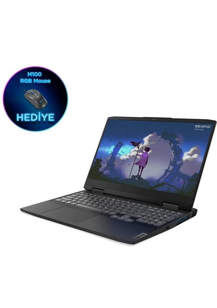 Ideapad Gaming 3 15IHU6 Intel Core I5-11320H 16GB 256GB SSD RTX3050 Ti 4gb Freedos 15,6" Fhd Taşınabilir Bilgisayar 82K101FQTX + M100 Rgb Mouse