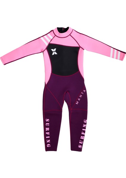 Neopren Naylon Plaj Mayosu Tam Vücut Wetsuit Kız Çocuk Plaj Sörf Pembe Xl (Yurt Dışından)