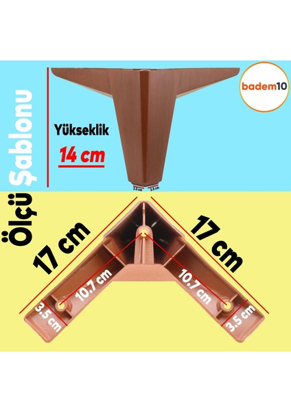 Sedir Lüks Mobilya Kanepe Sehpa Tv Ünitesi Koltuk Ayağı 14 cm Ahşap Desenli Kahverengi Baza Ayakları