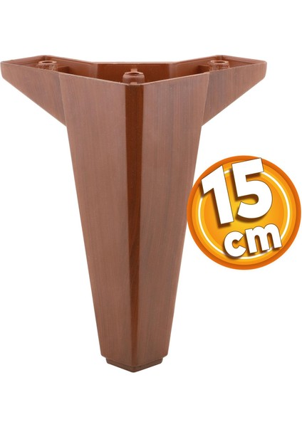 Sedir Lüks Mobilya Kanepe Sehpa Tv Ünitesi Koltuk Ayağı 15 cm Ahşap Desenli Kahverengi Baza Ayakları