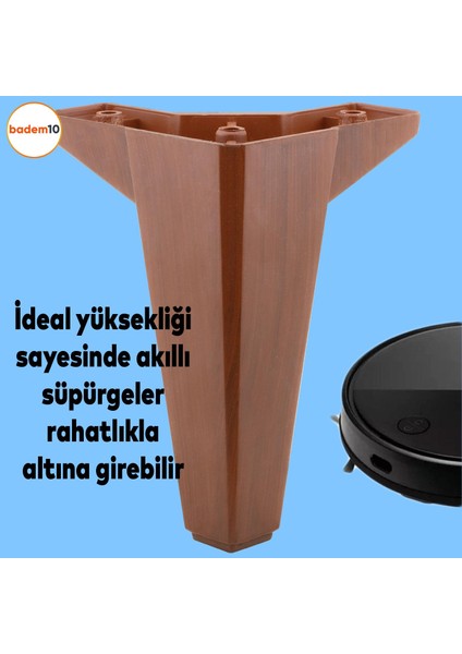 Sedir Lüks Mobilya Kanepe Sehpa Tv Ünitesi Koltuk Ayağı 15 cm Ahşap Desenli Kahverengi Baza Ayakları