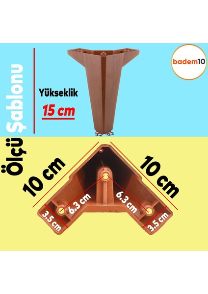 Sedir Lüks Mobilya Kanepe Sehpa Tv Ünitesi Koltuk Ayağı 15 cm Ahşap Desenli Kahverengi Baza Ayakları