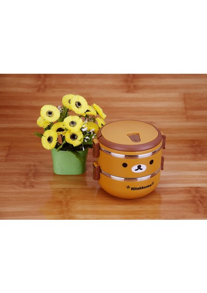 2 Katmanlı Termal Öğle Yemeği Kutusu Çocuklar Için Termos Gıda Konteyner Paslanmaz Çelik Yalıtım Böğle Yemeği Kutusu Termos Kahverengi (Yurt Dışından)