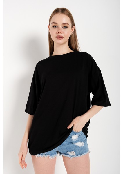 Kadın Oversize T-Shirt Sırt Intense Baskılı Tişört