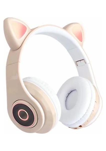 Kablosuz Kedi Kulak Kulaklık Bluetooth Kulaklık LED Işıkları Kulaklık Çocuklar Kız (Kırmızı) (Yurt Dışından)