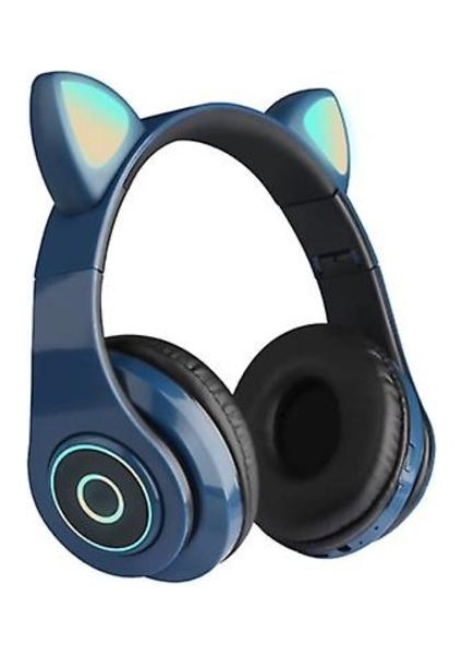 Kablosuz Kedi Kulak Kulaklık Bluetooth Kulaklık LED Işıkları Kulaklık Çocuklar Kız (Kırmızı) (Yurt Dışından)