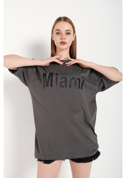 Kadın Oversize Miami Baskılı Tshirt