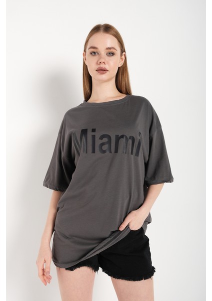 Kadın Oversize Miami Baskılı Tshirt