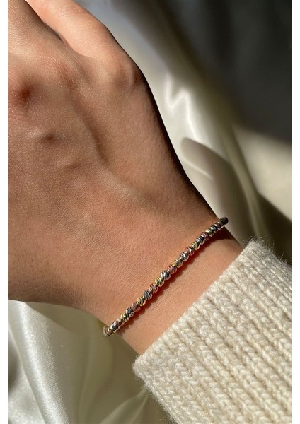 Kadın 925 Ayar Gümüş Renkli Dorika Bileklik