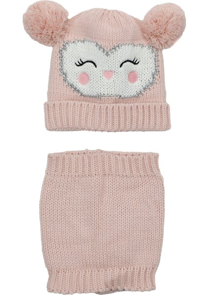 Owl Set-G-2pr Pudra Kız Çocuk Atkı Bere