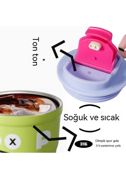Komik Karikatür Termos Kupası Kahve Fincanı Yüksek Yüz Değeri Kızlar Soğuk Su Bardağı 316 Paslanmaz Çelik Çift Eşlik Bardak (Yurt Dışından) indirimleri