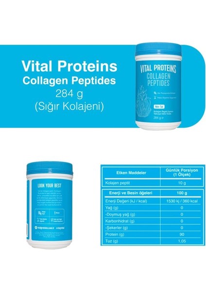 Vital Proteins Collagen Peptides 284 gr Aromasız - 3 Adet