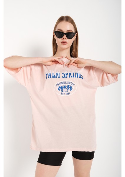 Kadın Palm Springs Baskılı Oversize T-Shirt