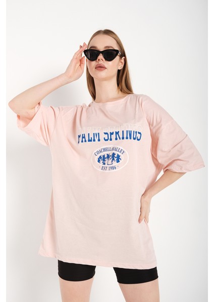 Kadın Palm Springs Baskılı Oversize T-Shirt