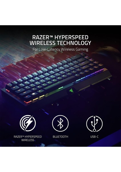 Blackwidow V3 Mini Green Switch HyperSpeed RGB Kablosuz Gaming Oyuncu Klavye - RZ03-03891400-R3M1