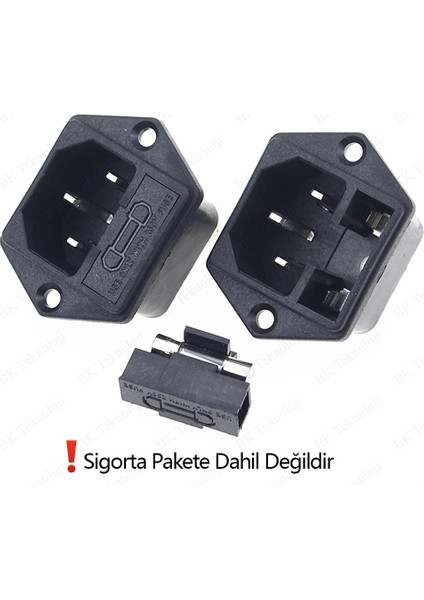Sigortalı C14 Şase Erkek Girişi Vida Montajlı Güç Kaynağı Soketi