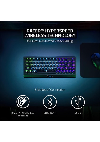 Blackwidow V3 Mini Hyperspeed Yeşil Switch Phantom Us Layout Kablosuz Mekanik Gaming Oyuncu Klavye