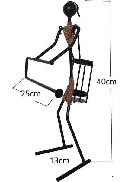 Met&lıfe Kadın Figürlü Siyah Metal Havluluk