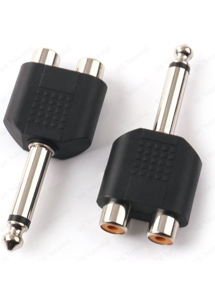 6.35MM 1/4 Erkek Mono - 2rca Dişi Çevirici Adaptör