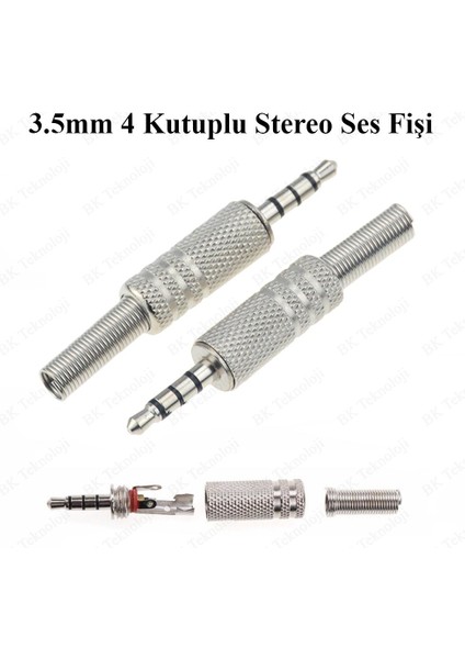 3.5mm 4 Kutuplu Stereo Jak Fişi Ses Kulaklık Için Lehim Konektörü