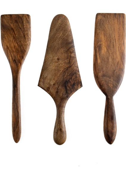 Ceviz Ağacı 3 Parça Spatula Seti 30 Cm.