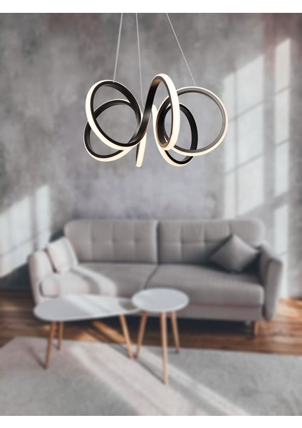 TT318-SY Tt Aydınlatma Hekza Modeli Mat Siyah LED Avize