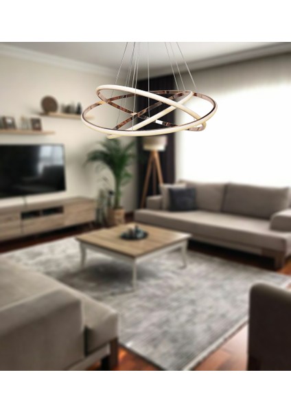 TT300-3 Fsr Tt Aydınlatma Halka 3 Lü Fransız Sarısı Kaplama LED Avize