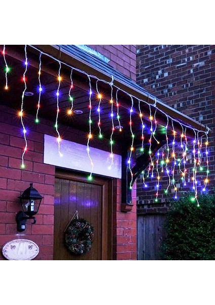 3 Metre Renkli Saçak Perde LED Işık 16 Dallı 60 cm 50 cm 30 cm Dir Eklemeli Perde Işık Saçak LED Işık Renkli LED Işık