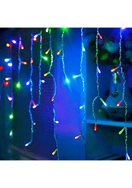 3 Metre Renkli Saçak Perde LED Işık 16 Dallı 60 cm 50 cm 30 cm Dir Eklemeli Perde Işık Saçak LED Işık Renkli LED Işık